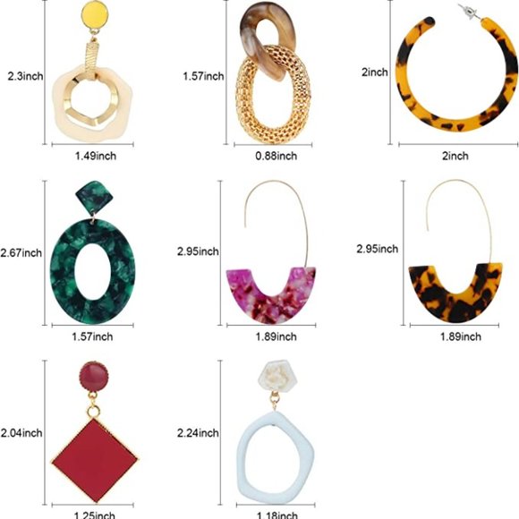 8-pairs Statement Bohemian Dangle Fashion Earrings Hoop Leopard Earrings - Picture 3 of 6